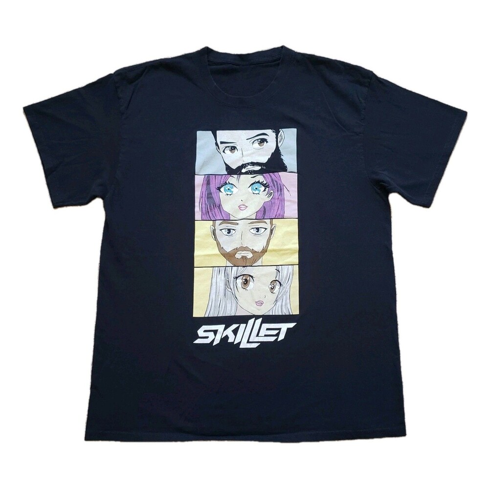 Skillet Christian Rock Band Anime Size M-L Mens Black T-Shirt Memphis Tennessee